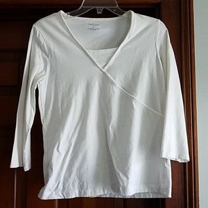 🔥White Faux Cross Top 3/4 Sleeve